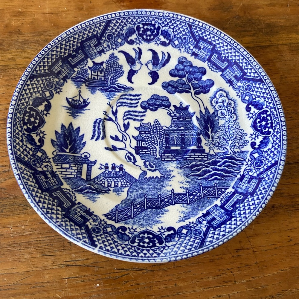 Vintage Blue Willow Japan Porcelain Saucer